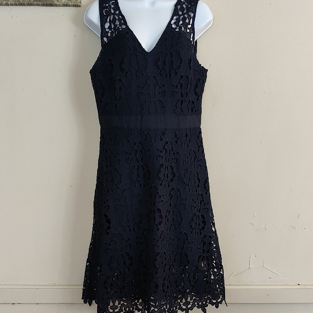 Banana Republic Black Sheath Midi Dress V-Neck Sleeveless